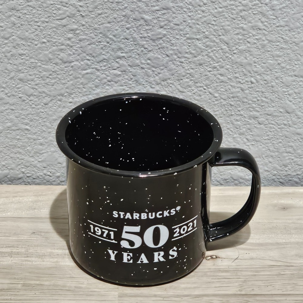 Starbucks Rare 50 Years Small Mini Tin Metal Espresso Mug Cup Collectable Black